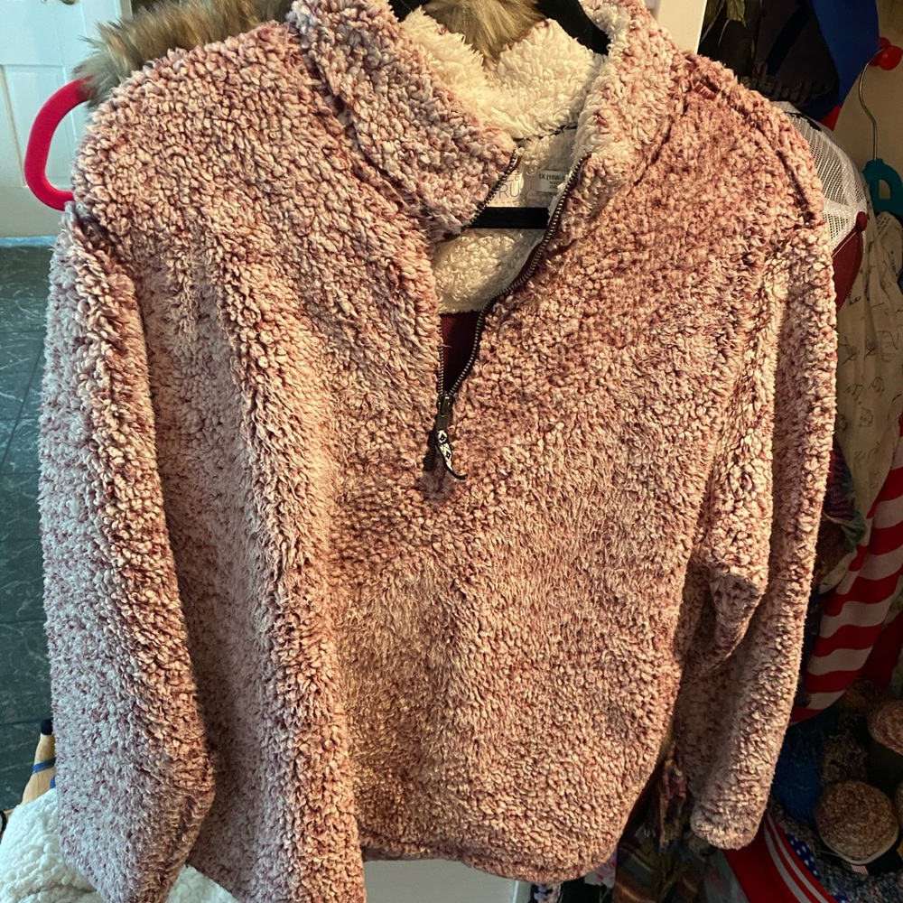 Time & Tru Teddy quarter zip